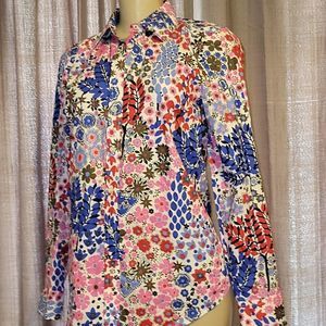 COPY - TALBOTS BLUE PAISLEY BUTTON DOWN BLOUSE